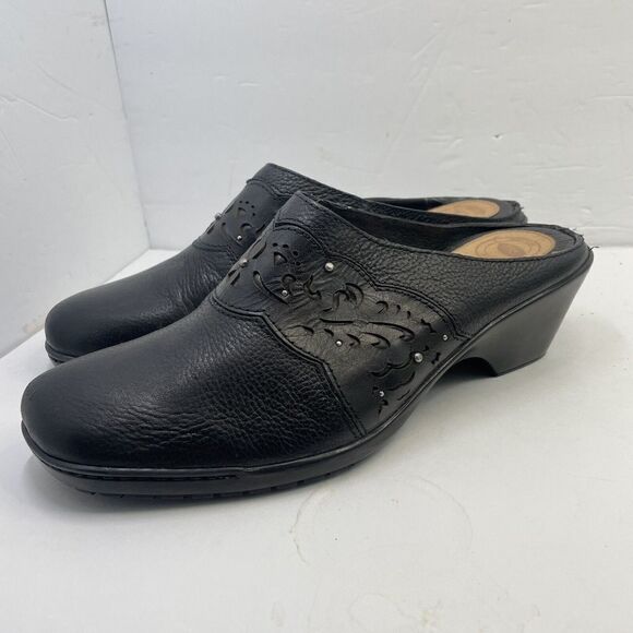 NURTURE Bridgette Clogs Black Leather Mules Slip On Style Women’s Size US 9.5 M - Picture 1 of 9